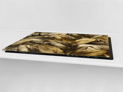 BIG KITCHEN BOARD & Induction Cooktop Cover β Glass Pastry Board β SINGLE: 80 x 52 cm (31,5β x 20,47β); DOUBLE: 40 x 52 cm (15,75β x 20,47β); DD41 Tropical Leaves Series: Precious leaves