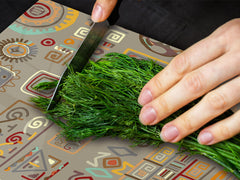 GÉANT PLANCHE À DÉCOUPER EN VERRE TREMPÉ; Série égyptienne DD15: Ethnique à la main