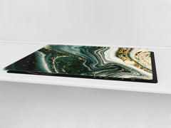 HUGE TEMPERED GLASS COOKTOP COVER – Glass Cutting Board and Worktop Saver DD33 Colourful abstractions Series: Mesmerising golden powder