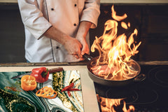 HUGE TEMPERED GLASS COOKTOP COVER – Glass Cutting Board and Worktop Saver DD33 Colourful abstractions Series: Mesmerising golden powder