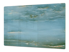 UNIQUE Tempered GLASS Kitchen Board – Impact & Scratch Resistant Cooktop cover DD32 Marbles 2 Series: Water-like marble