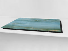 UNIQUE Tempered GLASS Kitchen Board – Impact & Scratch Resistant Cooktop cover DD32 Marbles 2 Series: Water-like marble