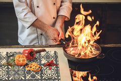 HUGE Cutting Board – Worktop saver and Pastry Board – Glass Kitchen Board DD37 Vintage leaves and patterns Series: Sculpted mosaic pattern