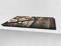 Tempered GLASS Cutting Board - Glass Kitchen Board; Cakes and Sweets Serie DD13 Sweets 1