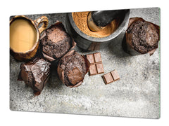 Tempered GLASS Cutting Board - Glass Kitchen Board; Cakes and Sweets Serie DD13 Muffins 2