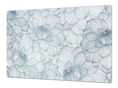 ENORMOUS Tempered GLASS Chopping Board - Flower series DD06A Dahlia Hand drawn