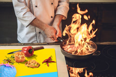 UNIQUE Tempered GLASS Kitchen Board Fruit and Vegetables series DD02 Blue strawberry