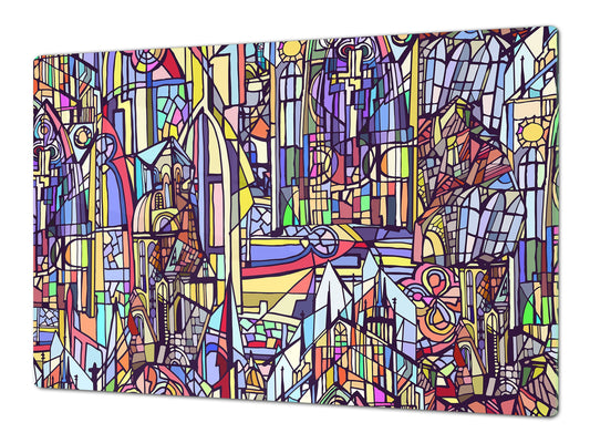 GÉANT PLANCHE À DÉCOUPER EN VERRE TREMPÉ; Série Marroco DD21: Ville jour