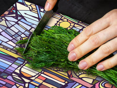 HUGE TEMPERED GLASS CHOPPING BOARD ; Moroccan design Series DD21 City daytime