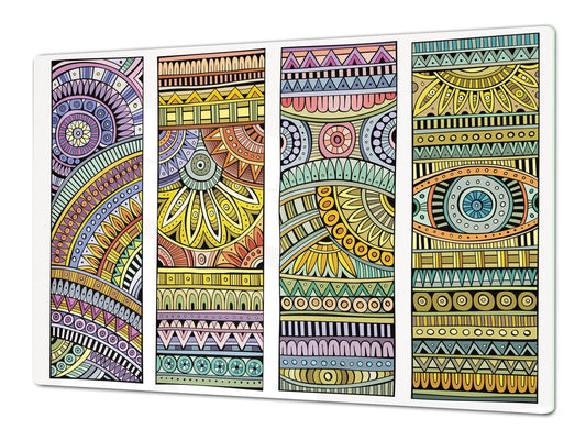 GÉANT PLANCHE À DÉCOUPER EN VERRE TREMPÉ; Série Marroco DD21: Rayures ethniques