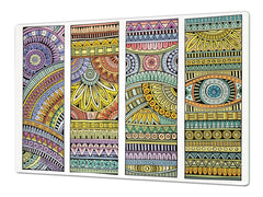 HUGE TEMPERED GLASS CHOPPING BOARD ; Moroccan design Series DD21 Ethnic stripes