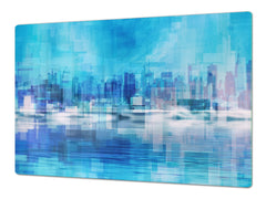 Tempered GLASS Chopping Board – Enormous Induction Cooktop Cover - City Series DD12 A city in the picture