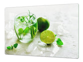 LARGE CUTTING BOARD and Cooktop Cover – Worktop saver; Drinks Series DD11 Water with lime