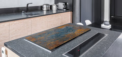 BIG KITCHEN BOARD & Induction Cooktop Cover – Glass Pastry Board DD34 Rusted textures Series: Oxidized colorful surface