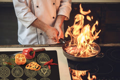 HUGE TEMPERED GLASS CHOPPING BOARD ; Moroccan design Series DD21 Esoteric symbols