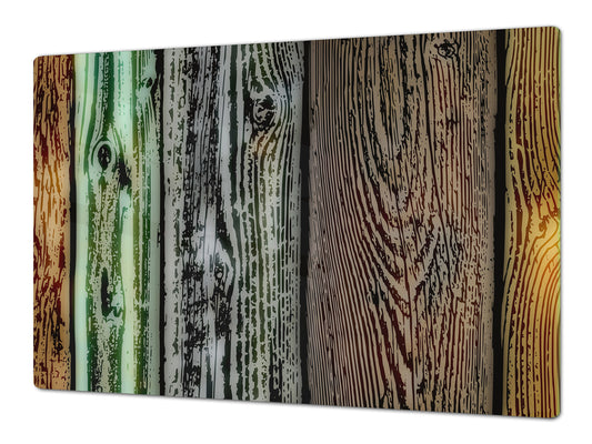 ENORMOUS Tempered GLASS Chopping Board - Induction Cooktop Cover DD36 Textures and tiles 2 Series: Rustic colourful wood