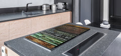 ENORMOUS Tempered GLASS Chopping Board - Induction Cooktop Cover DD36 Textures and tiles 2 Series: Rustic colourful wood