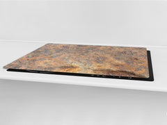 BIG KITCHEN BOARD & Induction Cooktop Cover – Glass Pastry Board DD34 Rusted textures Series: Rusted iron texture