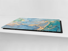 HUGE TEMPERED GLASS COOKTOP COVER – Glass Cutting Board and Worktop Saver DD33 Colourful abstractions Series: Current of colors