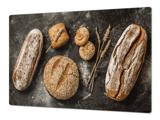 HUGE TEMPERED GLASS CHOPPING BOARD – Bread and flour series DD09 Fresh bread 9