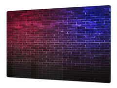 GIGANTIC CUTTING BOARD and Cooktop Cover - Glass Kitchen Board DD35 Textures and tiles 1 Series: Blue and pink neon wall