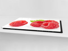 UNIQUE Tempered GLASS Kitchen Board Fruit and Vegetables series DD02 Raspberries