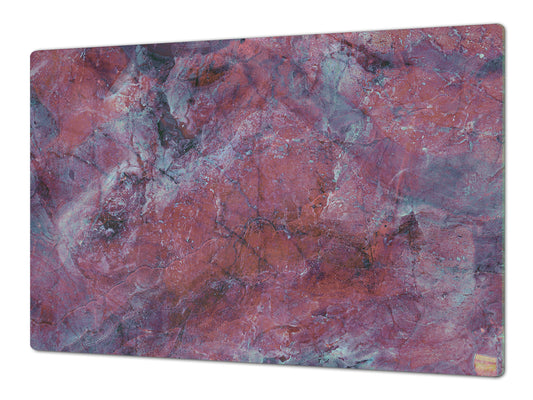UNIQUE Tempered GLASS Kitchen Board – Impact & Scratch Resistant Cooktop cover DD32 Marbles 2 Series: Luxury purple