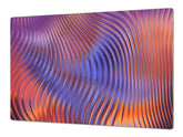 UNIQUE Tempered GLASS Kitchen Board – Impact & Scratch Resistant Cooktop cover – SINGLE: 80 x 52 cm; DOUBLE: 40 x 52 cm; DD39 Colourful Variety Series: Colorful wavy design 1