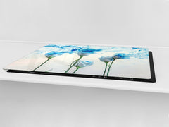 Cubierta de placa de inducción - Tabla para cortar vidrio - Serie de flores DD06B Una rosa azul