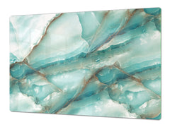 Gigantic Worktop saver and Pastry Board - Tempered GLASS Cutting Board DD21 Marbles 1 Series: Cold blue onyx