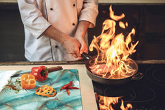 Gigantic Worktop saver and Pastry Board - Tempered GLASS Cutting Board DD21 Marbles 1 Series: Cold blue onyx