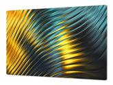 UNIQUE Tempered GLASS Kitchen Board – Impact & Scratch Resistant Cooktop cover – SINGLE: 80 x 52 cm; DOUBLE: 40 x 52 cm; DD39 Colourful Variety Series: Colorful wavy design 2