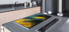UNIQUE Tempered GLASS Kitchen Board – Impact & Scratch Resistant Cooktop cover – SINGLE: 80 x 52 cm; DOUBLE: 40 x 52 cm; DD39 Colourful Variety Series: Colorful wavy design 2
