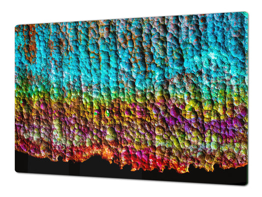 BIG KITCHEN BOARD & Induction Cooktop Cover – Glass Pastry Board DD34 Rusted textures Series: Oxidized copper abstraction