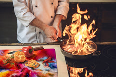 UNIQUE Tempered GLASS Kitchen Board – Abstract Series DD14 Colorful spots