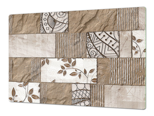 ENORMOUS Tempered GLASS Chopping Board - Induction Cooktop Cover DD36 Textures and tiles 2 Series: Sculpted tile texture