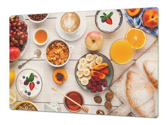 BIG KITCHEN BOARD & Induction Cooktop Cover – Glass Pastry Board - Food series DD16 Breakfast 2