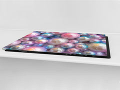 UNIQUE Tempered GLASS Kitchen Board – Impact & Scratch Resistant Cooktop cover – SINGLE: 80 x 52 cm; DOUBLE: 40 x 52 cm; DD39 Colourful Variety Series: Shiny pearls 1