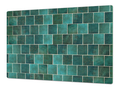 GIGANTIC CUTTING BOARD and Cooktop Cover - Glass Kitchen Board DD35 Textures and tiles 1 Series: Green vintage ceramic tiles 1