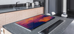 GIGANTIC CUTTING BOARD and Cooktop Cover - Glass Kitchen Board; SINGLE: 80 x 52 cm (31,5” x 20,47”); DOUBLE: 40 x 52 cm (15,75” x 20,47”); DD42 Paintings Series: Impressionist sky 1