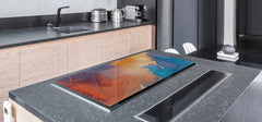 GIGANTIC CUTTING BOARD and Cooktop Cover - Glass Kitchen Board; SINGLE: 80 x 52 cm (31,5” x 20,47”); DOUBLE: 40 x 52 cm (15,75” x 20,47”); DD42 Paintings Series: Impressionist sky 2