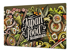 BIG KITCHEN BOARD & Induction Cooktop Cover – Glass Pastry Board - Food series DD16 Japan food
