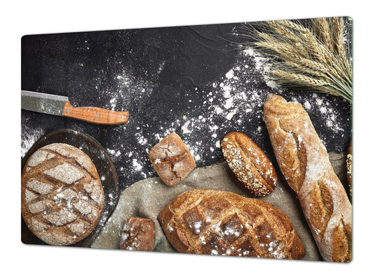 HUGE TEMPERED GLASS CHOPPING BOARD – Bread and flour series DD09 Fresh bread 12