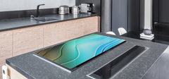 UNIQUE Tempered GLASS Kitchen Board – Impact & Scratch Resistant Cooktop cover – SINGLE: 80 x 52 cm; DOUBLE: 40 x 52 cm; DD39 Colourful Variety Series: Colourful wavy pattern