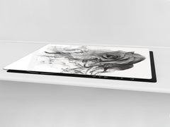 Cubierta de placa de inducción - Tabla para cortar vidrio - Serie de flores DD06B Rosa gris