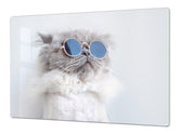 GÉANT planche à découper en VERRE trempé; Série animaux DD01: Kitty 1