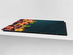 UNIQUE Tempered GLASS Kitchen Board Fruit and Vegetables series DD02 Nectarines and plums