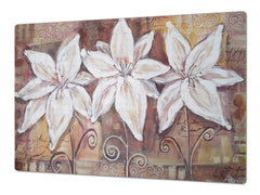 Induction Cooktop Cover – Glass Cutting Board- Flower series DD06B Flowers 3