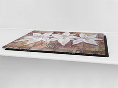 Induction Cooktop Cover – Glass Cutting Board- Flower series DD06B Flowers 3