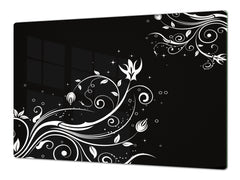 ENORMOUS Tempered GLASS Chopping Board - Flower series DD06A White flower